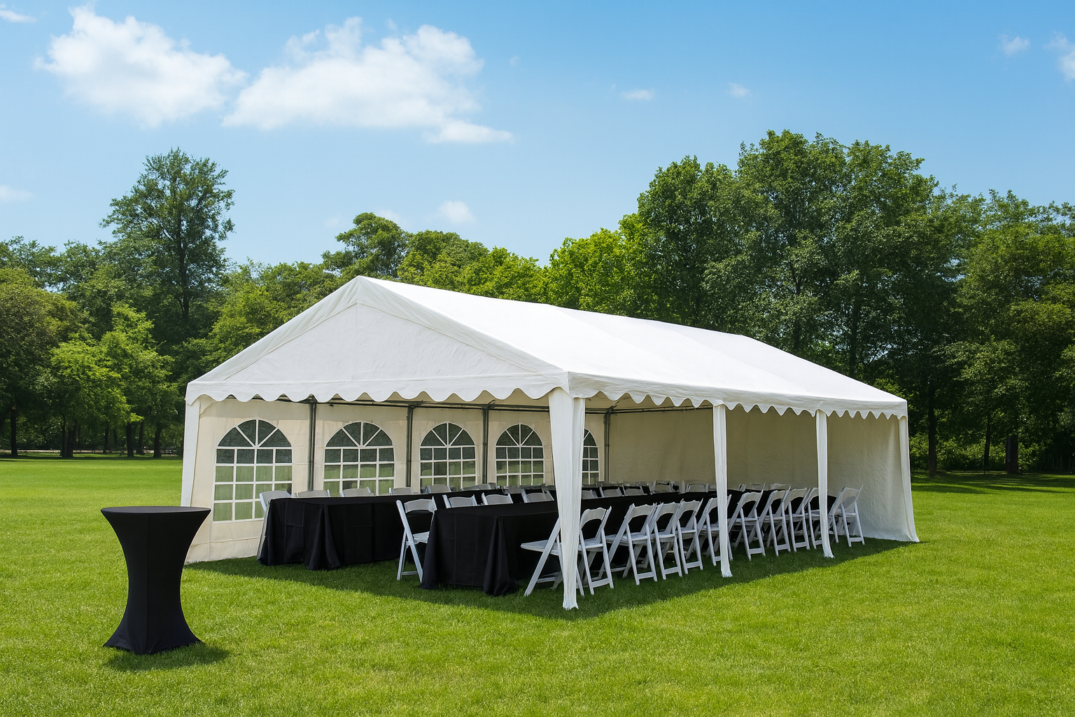 black tent rental 50x20 Canopy Tent Including Set Up: $550