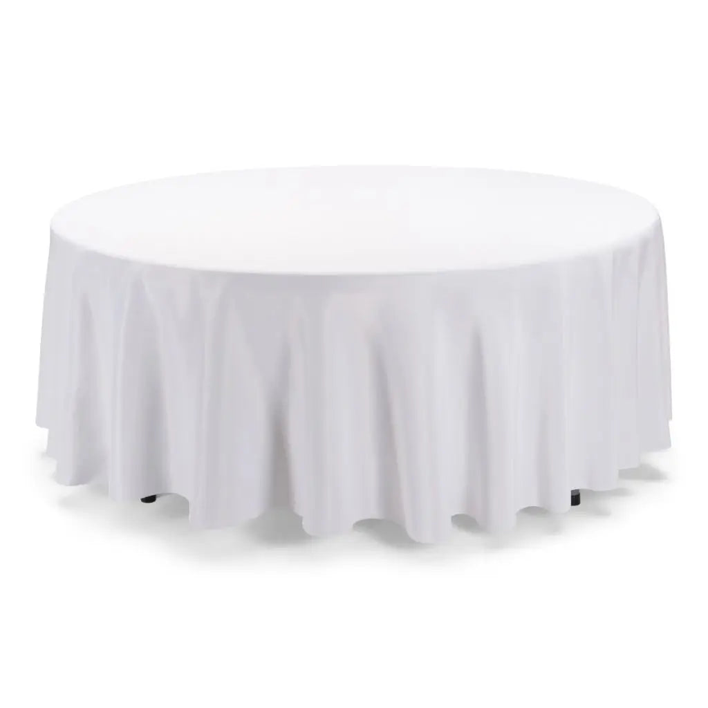 Sturdy 60-inch round folding table, ideal for weddings and events, offering ample space for guests while being easy to transport and set up.